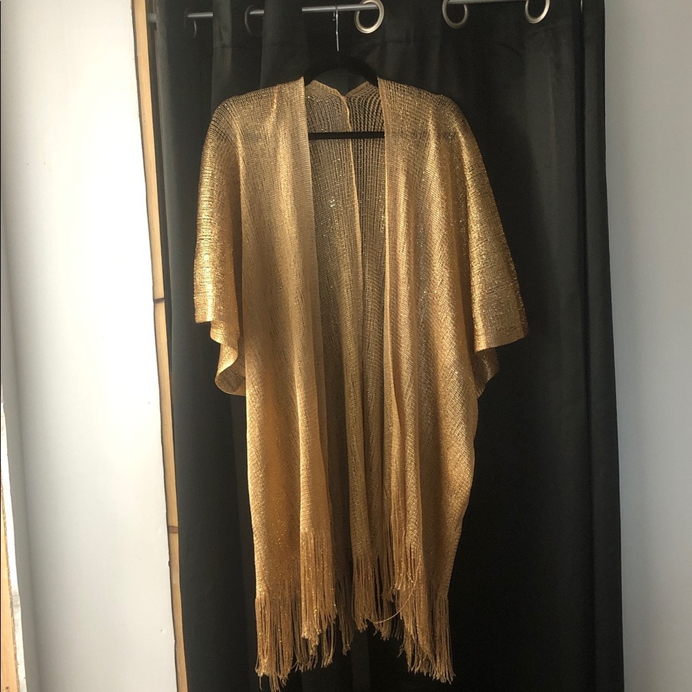 Gold Metallic Fringe Kimono